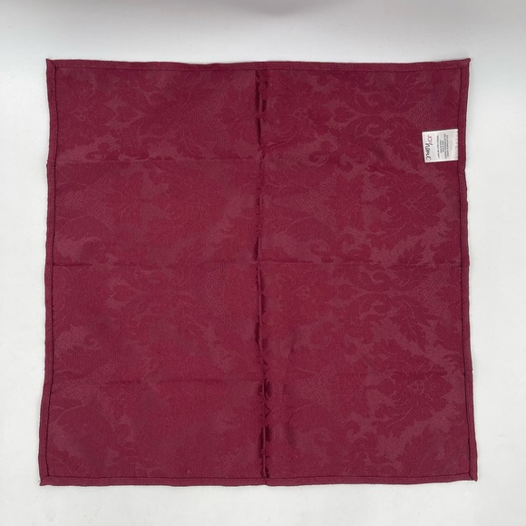 JCP Home Maroon Fabric Napkin Set of Four 17.5 Inch Square Embossed Floral - Picture 3 of 5